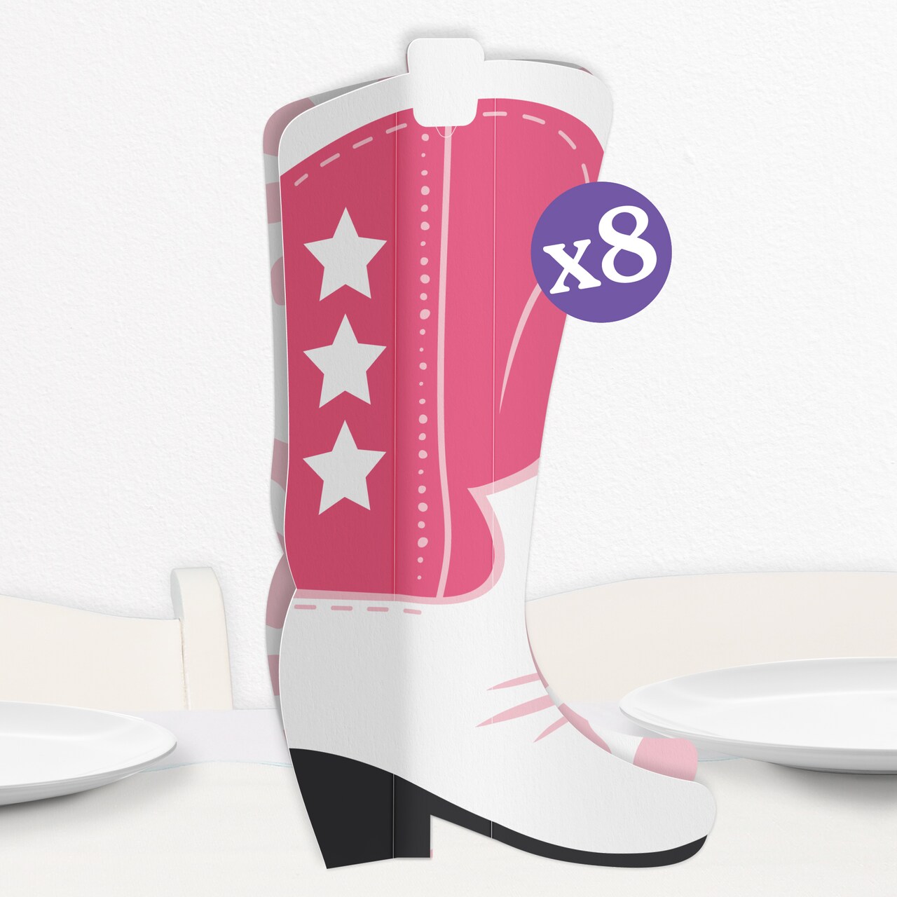 Big Dot of Happiness 3D Rodeo Cowgirl Boots Centerpiece Table Decorations, Freestanding Western Birthday, Cowgirl Bachelorette Centerpieces - 8 Count